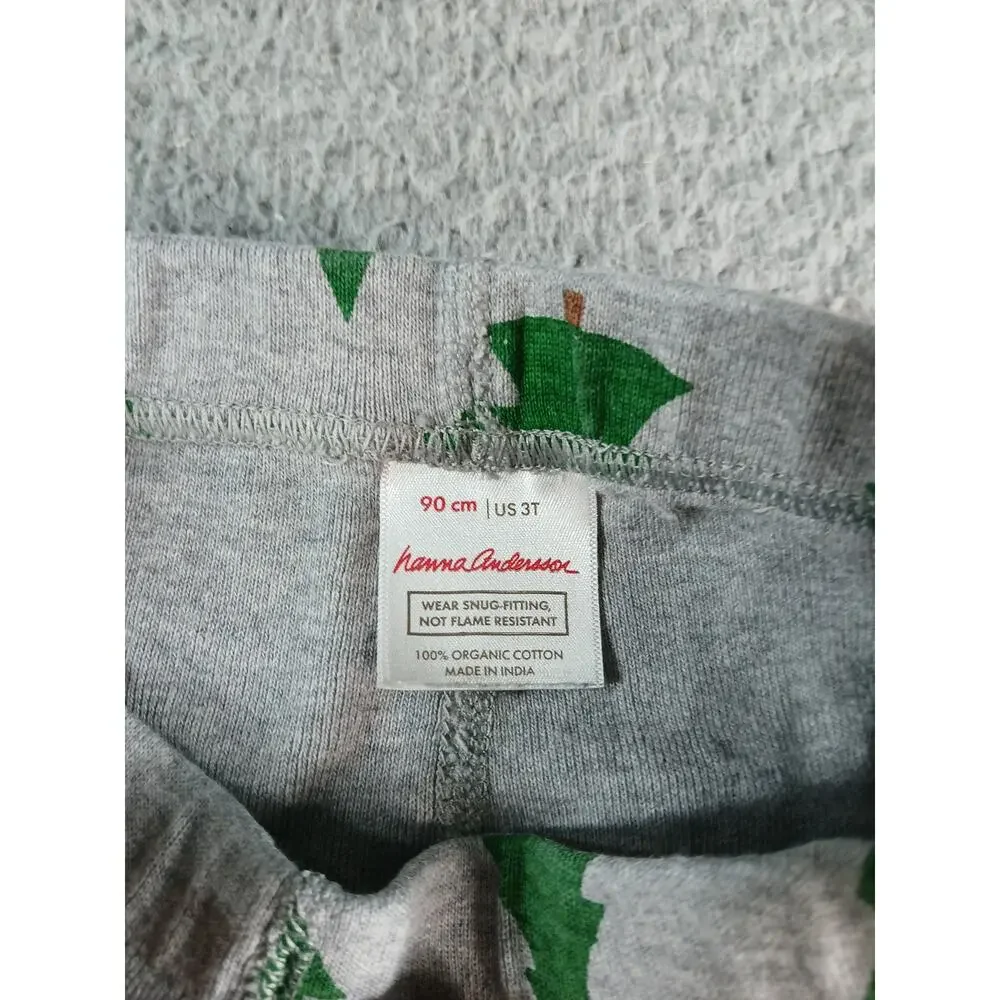 Hanna Andersson Pajamas Set 90 US 3T Gray Christmas Trees Winter Organic Cotton